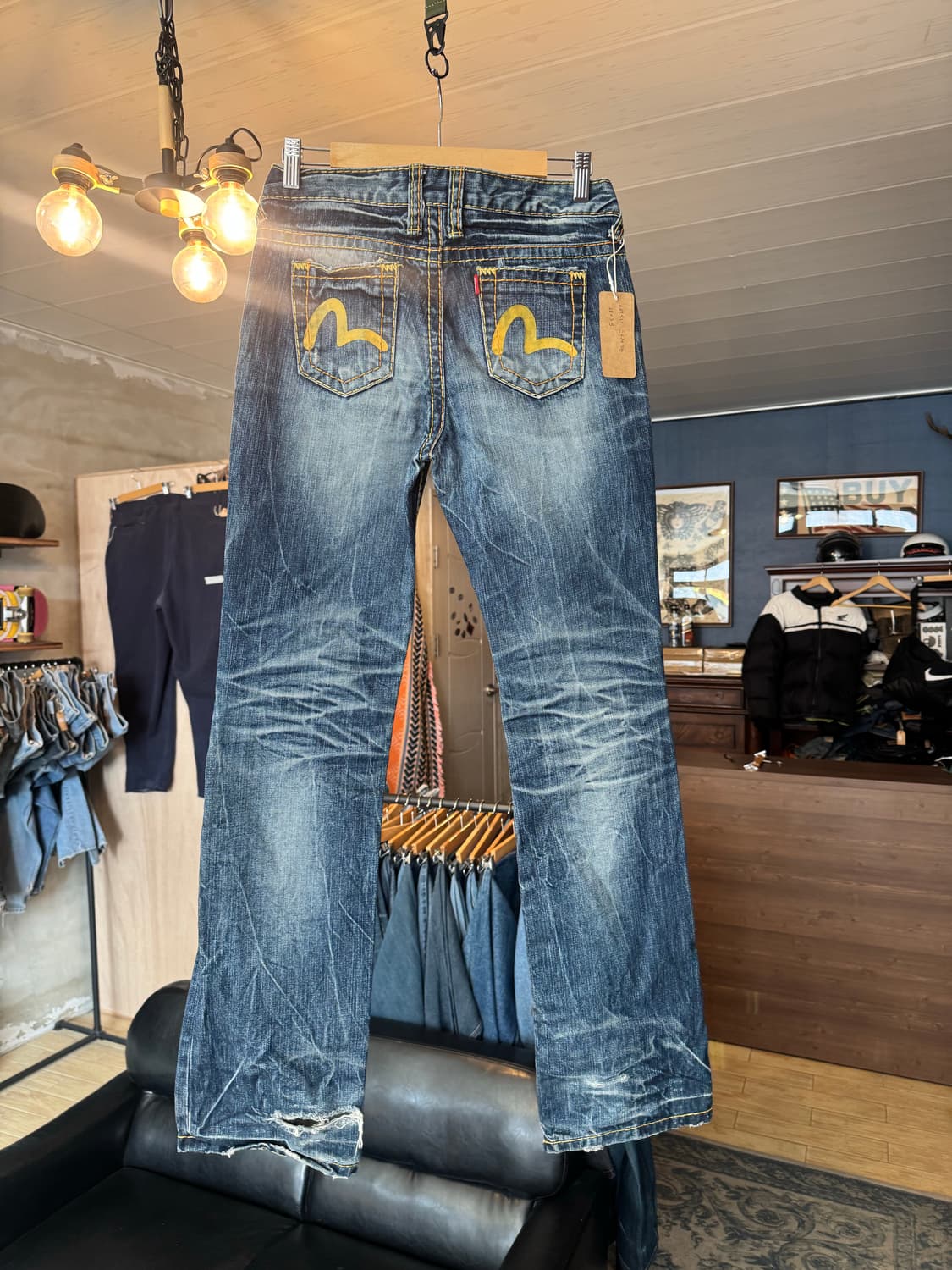 에비수 백포켓 노랑 페인팅 데님 28x33 상품이미지2