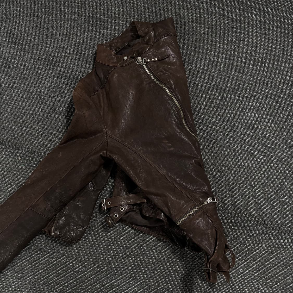 Vegetable sheepskin slim jacket brown 상품이미지7