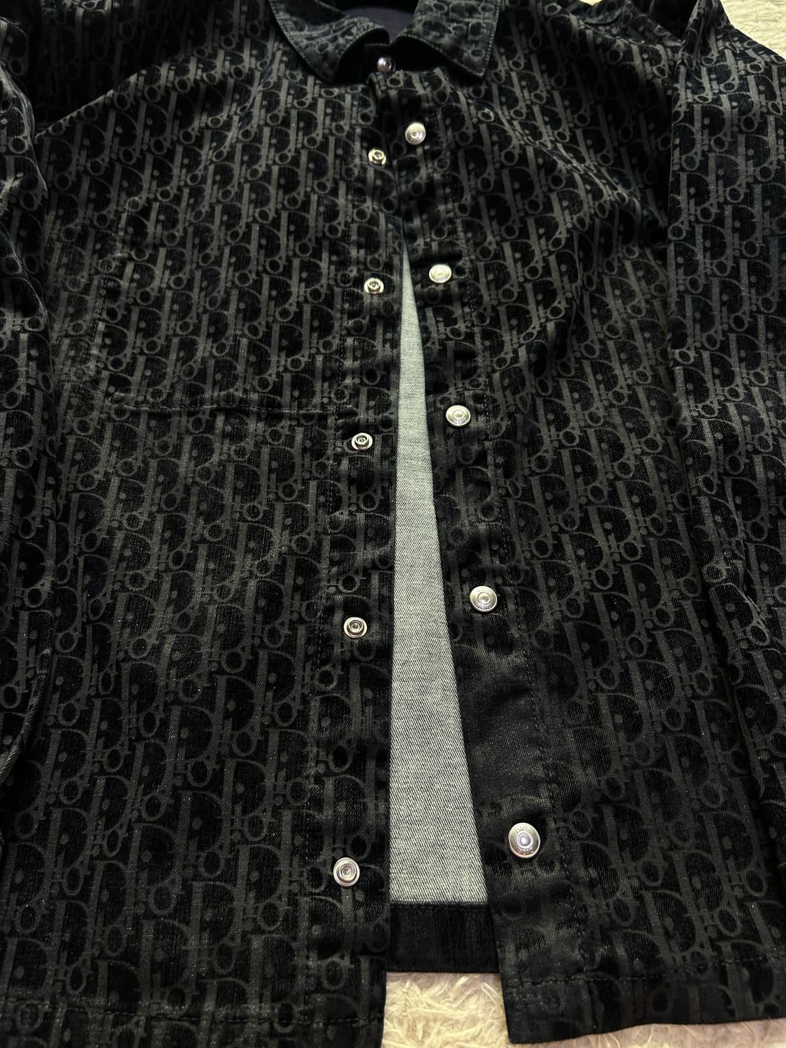 [52size] 디올 오블리크 벨뱃 데님 셔츠 자켓 상품이미지3