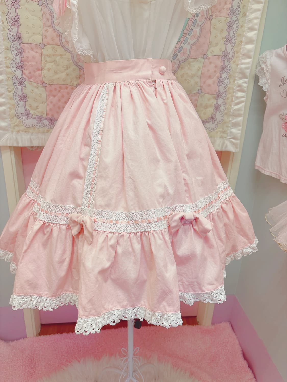 Metamorphose 메타몰포제 로리타 핑크 리본 레이스 스커트 상품이미지2