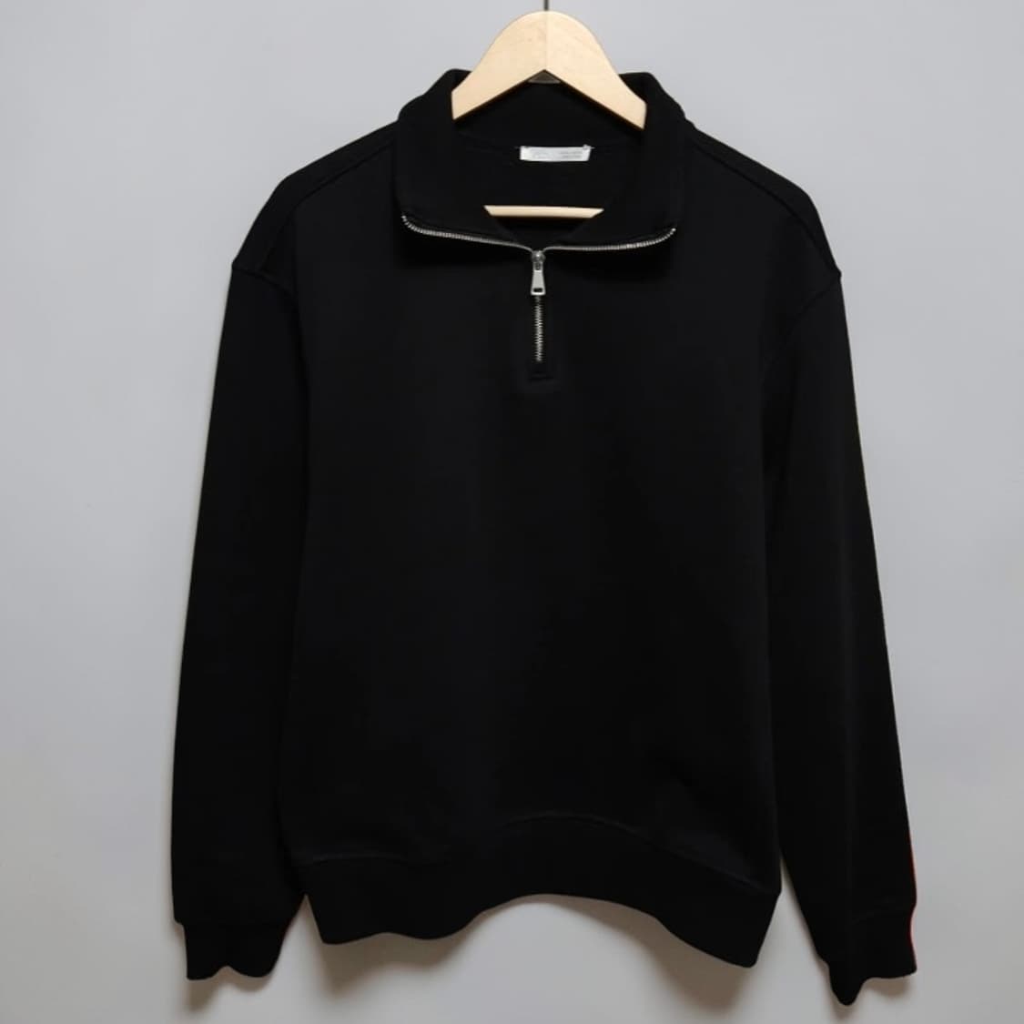 100 ZARA 자라 하프집업 맨투맨 스웻셔츠 플리스기모 블랙 상품이미지1