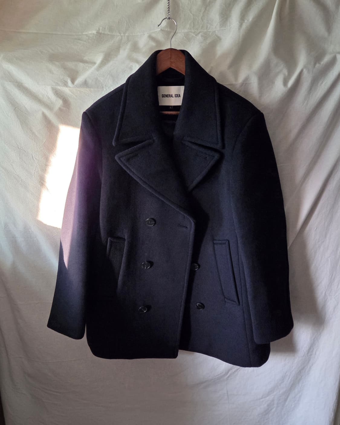 제너럴아이디어 울 블렌드 더블 피코트 다크네이비 L 상품이미지1