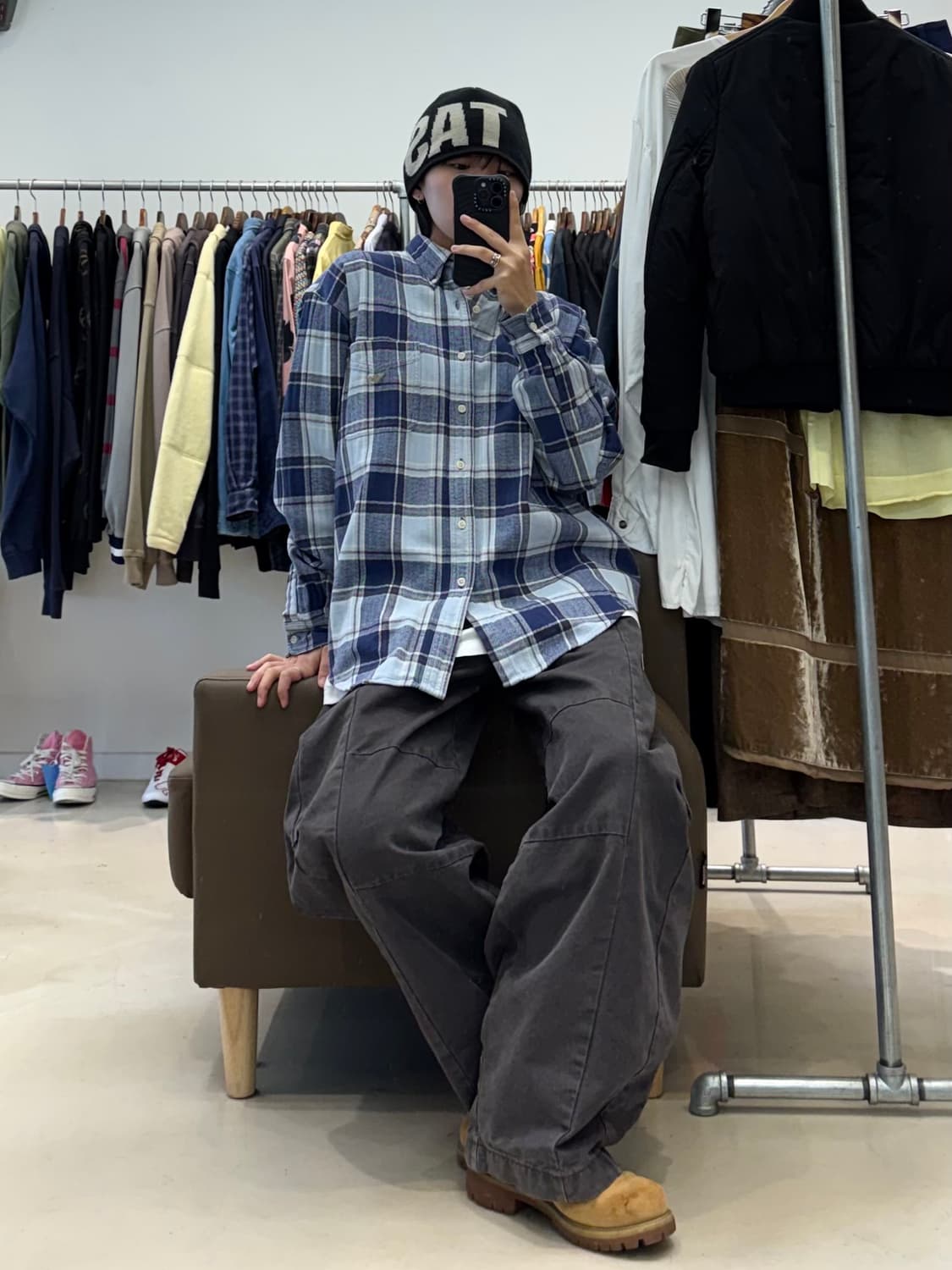 00s 엠포리오 아르마니 플란넬 체크 셔츠 상품이미지5