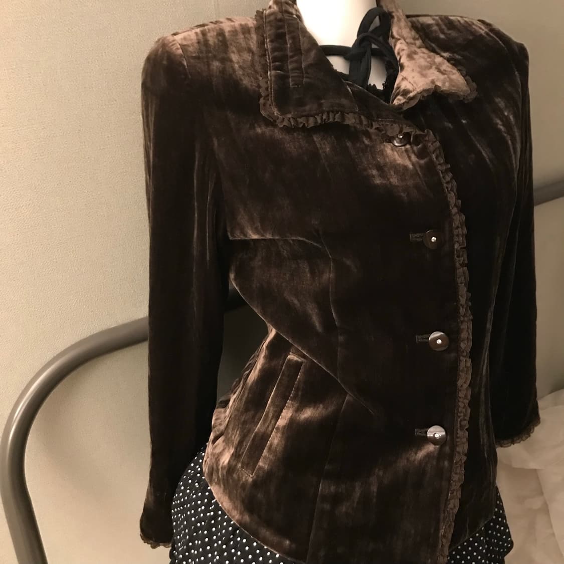 JPN Vintage 로리 갸루 브라운 벨벳자켓 상품이미지2