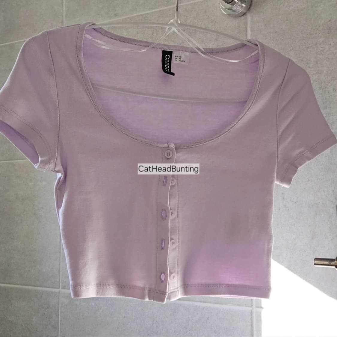 핀터무드 h&m 베이비 퍼플 반팔 가디건 크롭 탑_미착용 새상품 상품이미지2