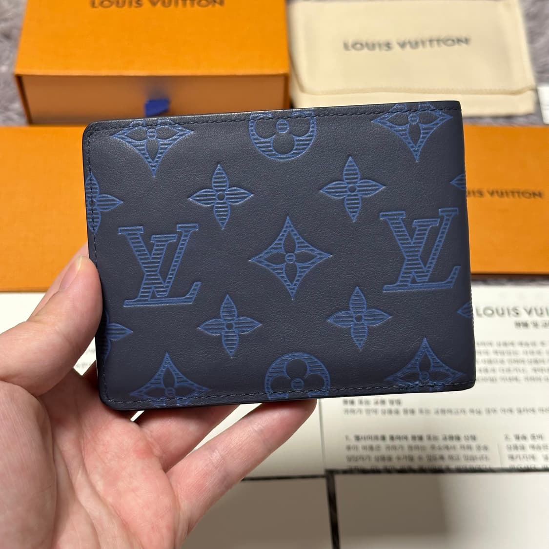 [풀구성] 루이비통 이클립스 쉐도우 멀티플 월릿 반지갑 네이비 상품이미지2