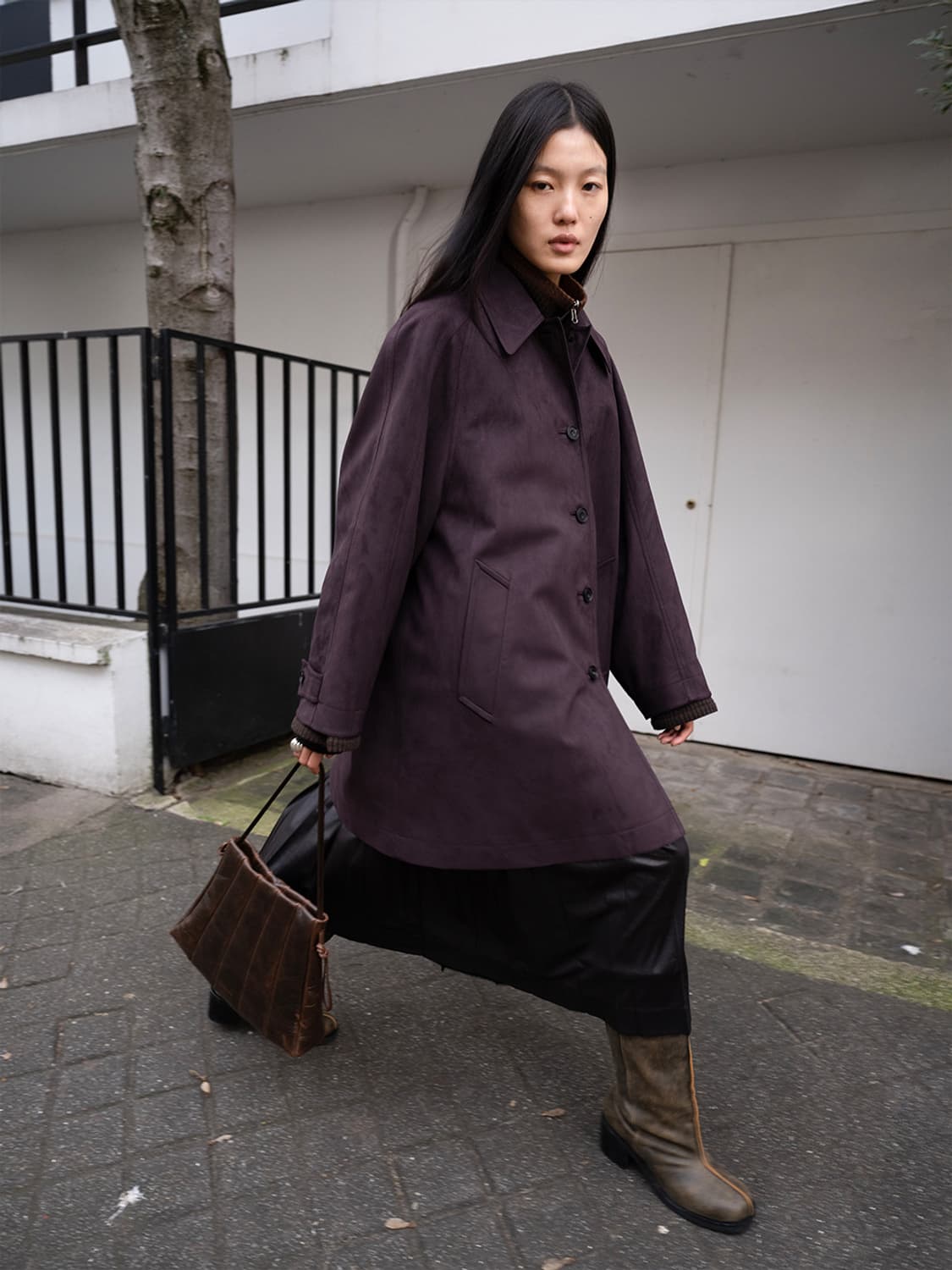 로우클래식 스웨이드 하프코트 퍼플 상품이미지1