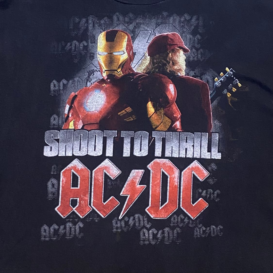 레어) 미국 빈티지 AC/DC 아이언맨 마블 콜라보 티셔츠 반팔티 상품이미지2