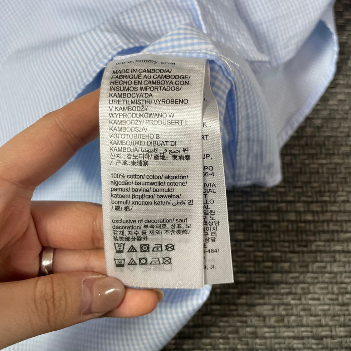 타미힐피거 스카이블루 마이크로 체크 패턴 긴팔 셔츠 M 상품이미지6