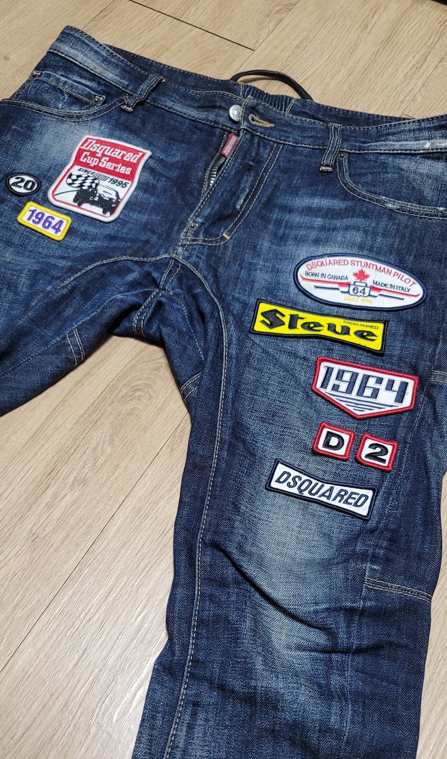 디스퀘어드2 모터 패치 와펜 타이디 바이커 데님 청바지 EU48 상품이미지2