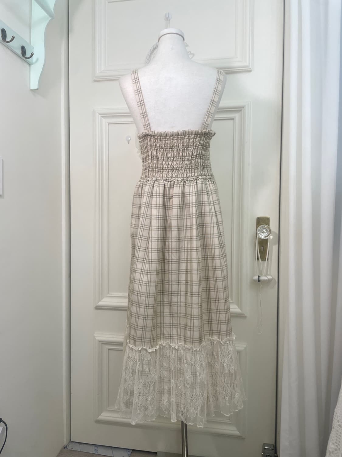 AXES FEMME beige khaki check lace point 상품이미지3