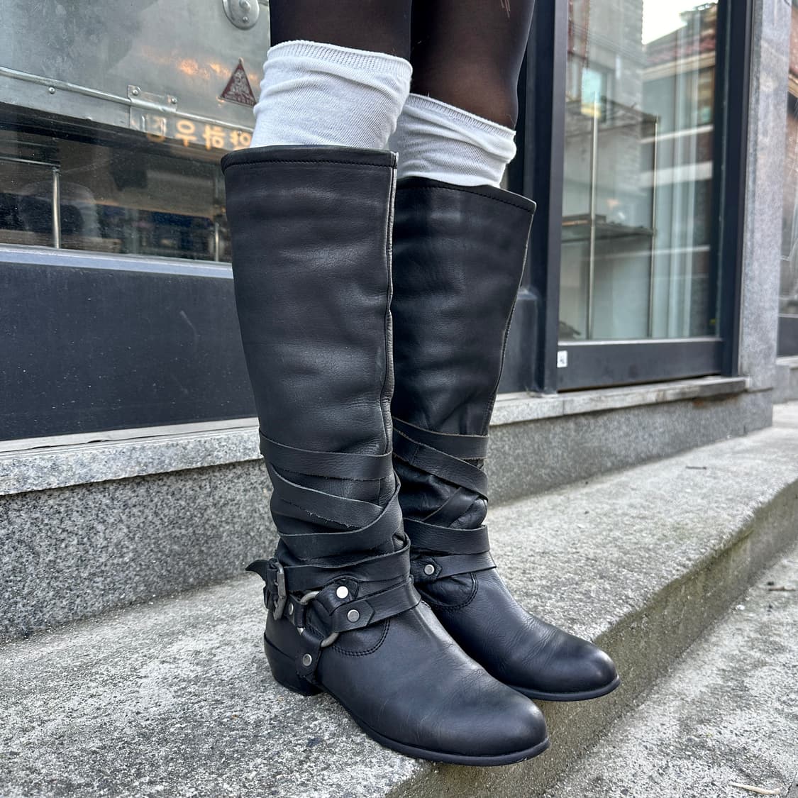 00s 미국 빈티지 가죽 본디지 롱 부츠 상품이미지6