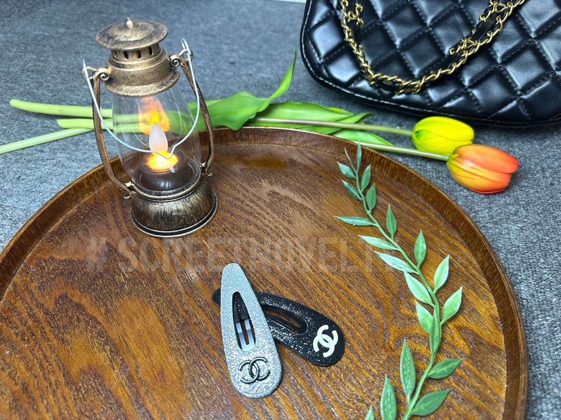 샤넬 글리터 헤어핀 실버 / 블랙 (개당가격) 상품이미지3