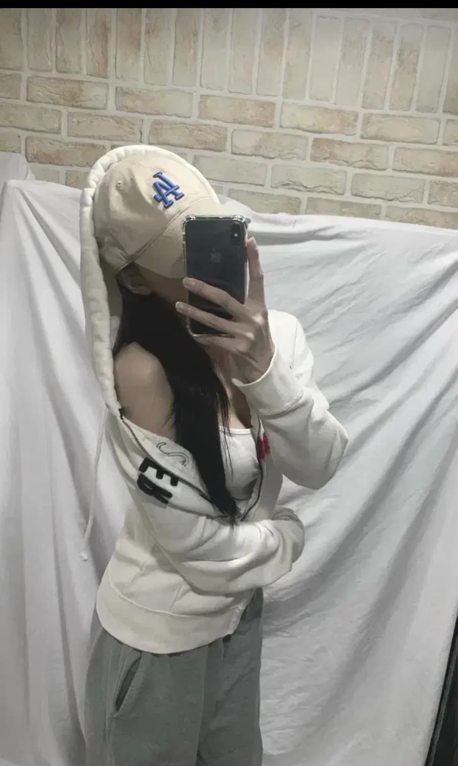 홀리스터 후드집업,S, 화이트 상품이미지3