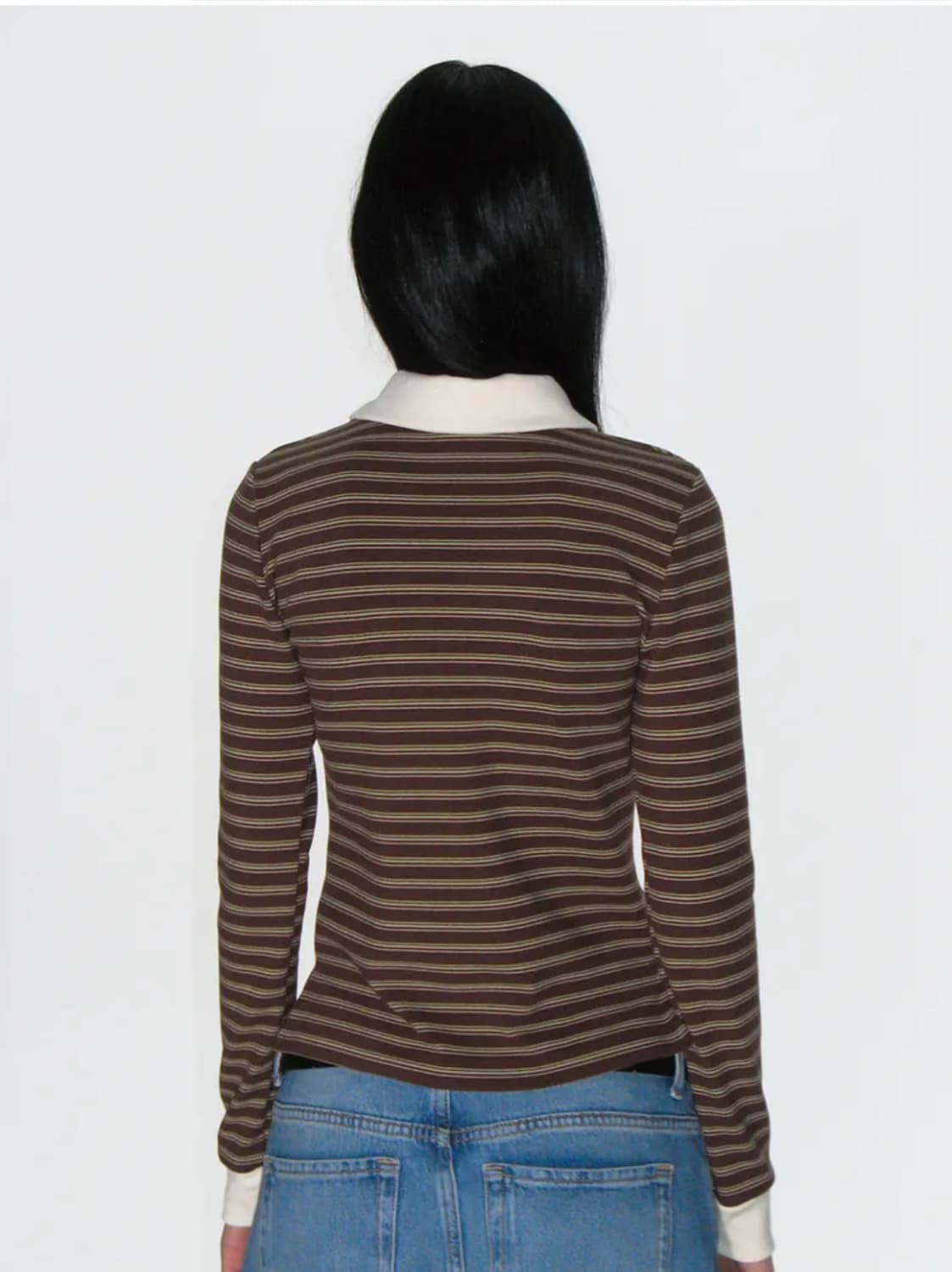 크랭크 멀티 스트라이프 폴로 셔츠 브라운 상품이미지4