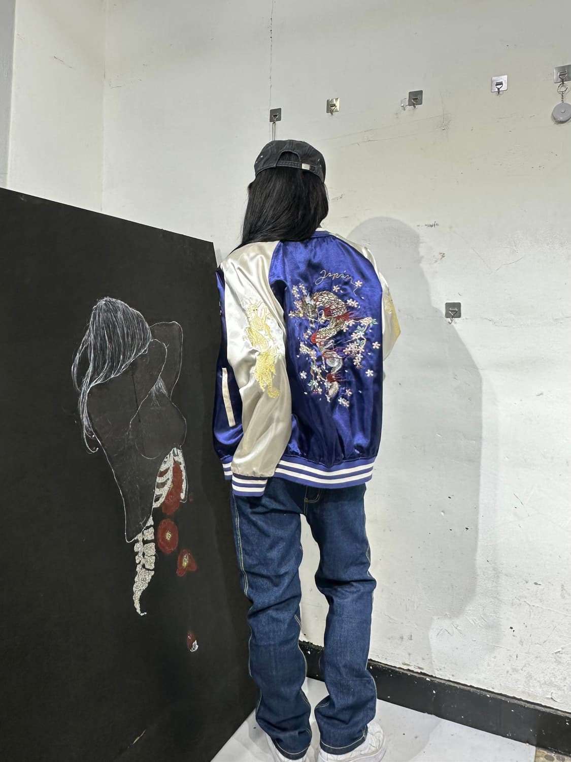 Jpn 일본빈티지 재패니즈 오리엔탈 old 보라 용 스카잔 자켓 상품이미지3