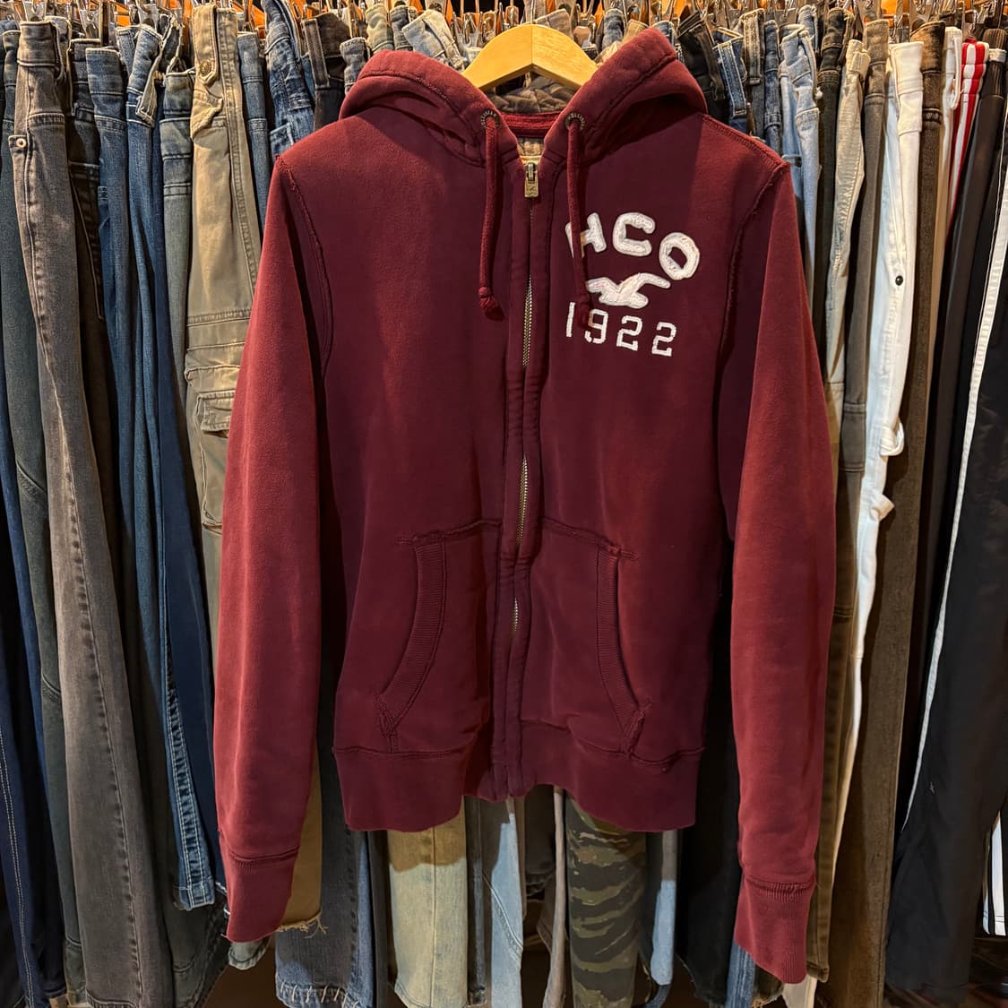 홀리스터 버건디 후드집업 상품이미지2