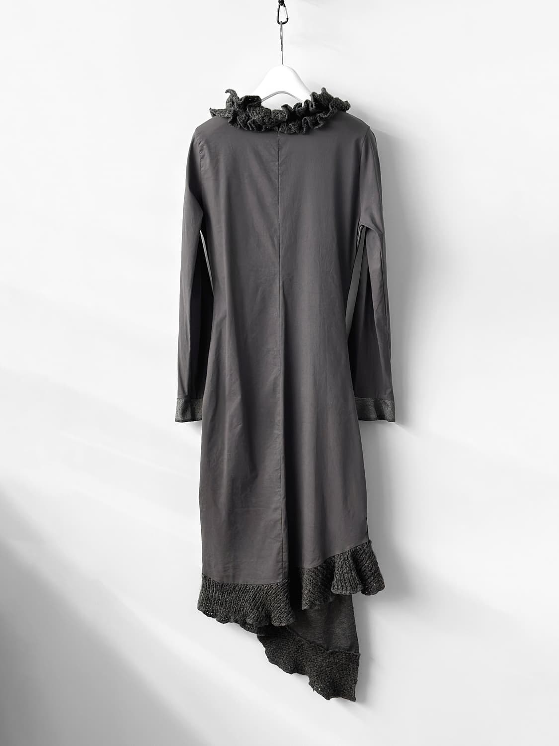 존 블루 파리 애시메트릭 러플 니트 믹스 드레스 상품이미지2