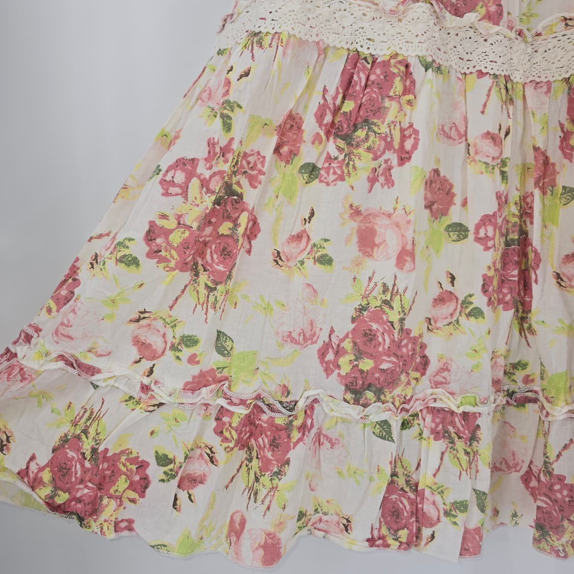 플라워 코튼 롱 원피스 캉캉 레이스 끈나시 상품이미지10