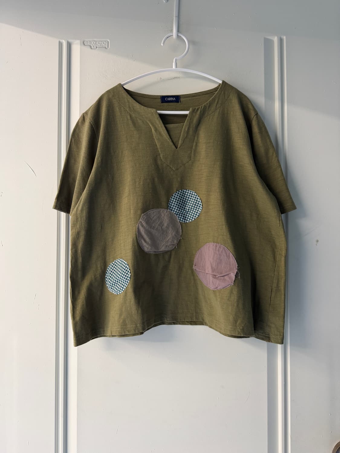 일본빈티지 패치워크 자수 반팔티 상품이미지4