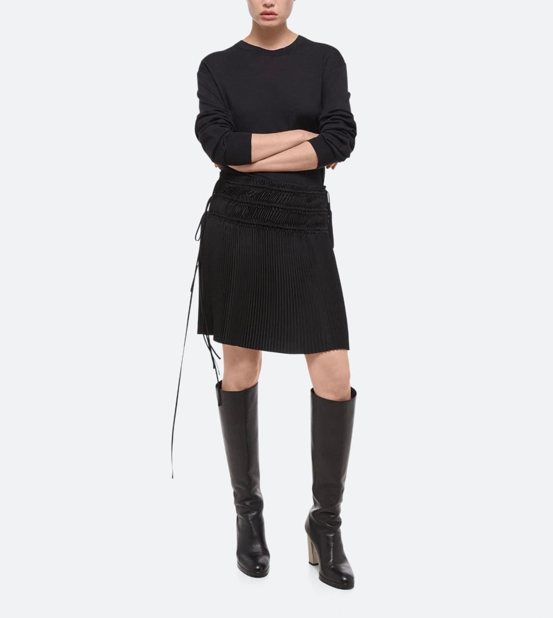 Helmut Lang 블랙 플리츠 밴딩 스커트 상품이미지2