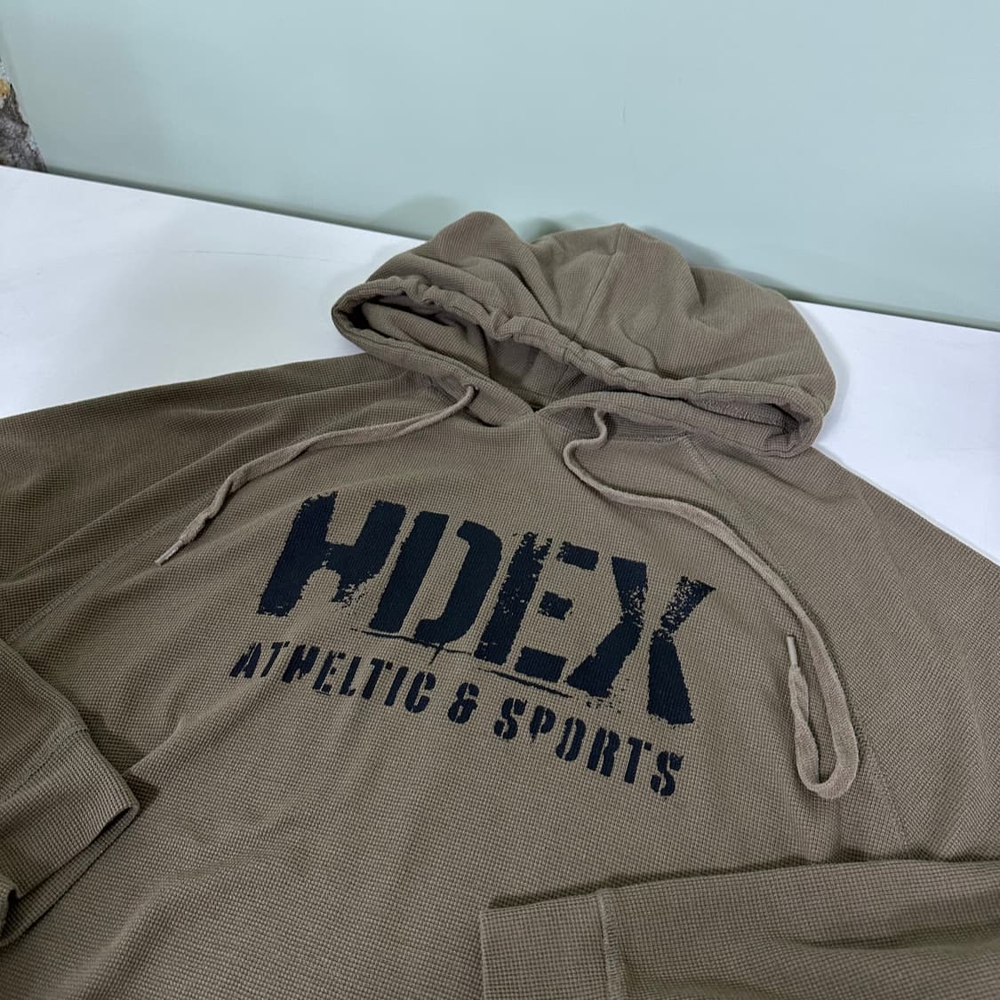 XL 에이치덱스 HDEX 카키 크랙로고 얇은코튼 트레이닝후드 상품이미지1