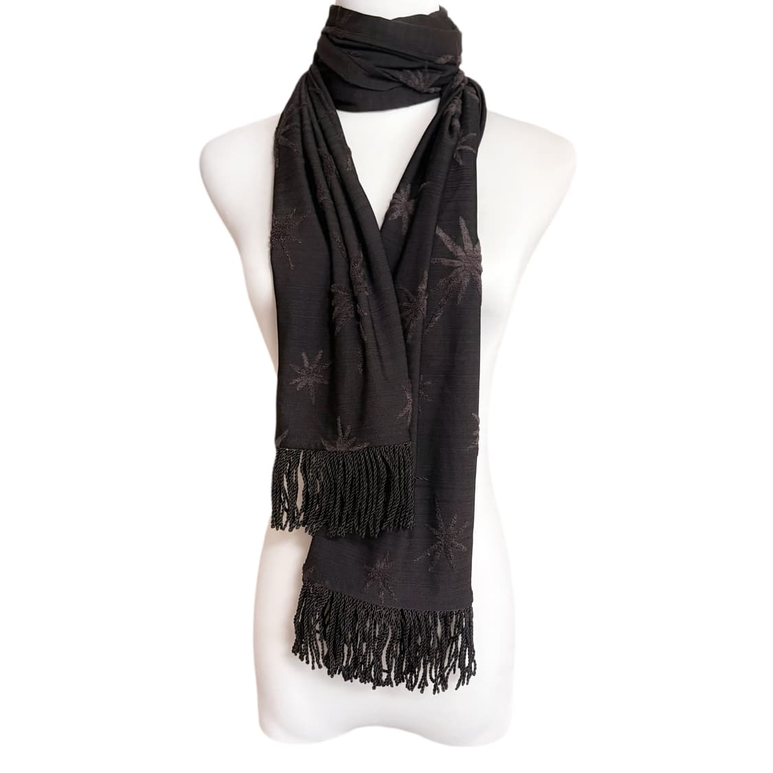 (이체시에눌) 일본 단풍 디테일 브라운 태슬 레이어드 머플러  상품이미지1