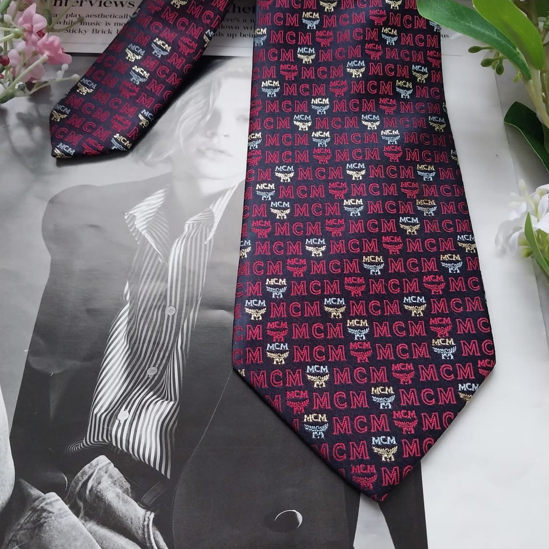 MCM 실크 퍼플 로고 올오버 넥타이 9.3cm A+등급 K1463
 상품이미지5