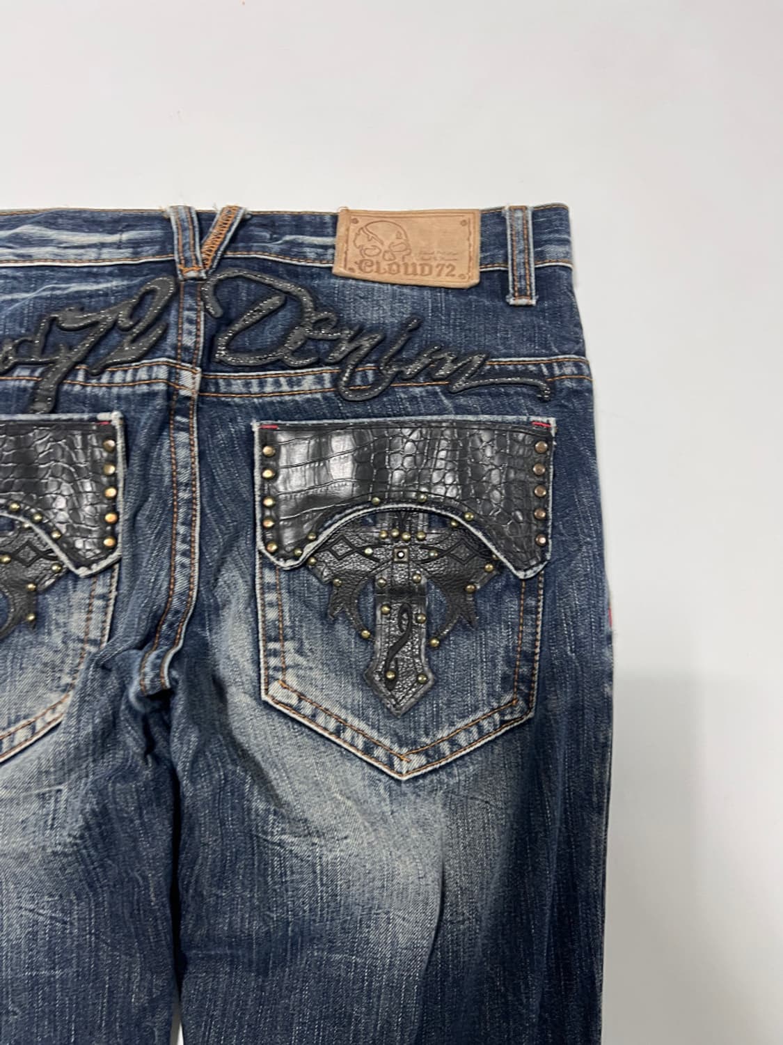 Japanese vintage 포켓가죽 포인트 y2k 워싱데님 상품이미지2