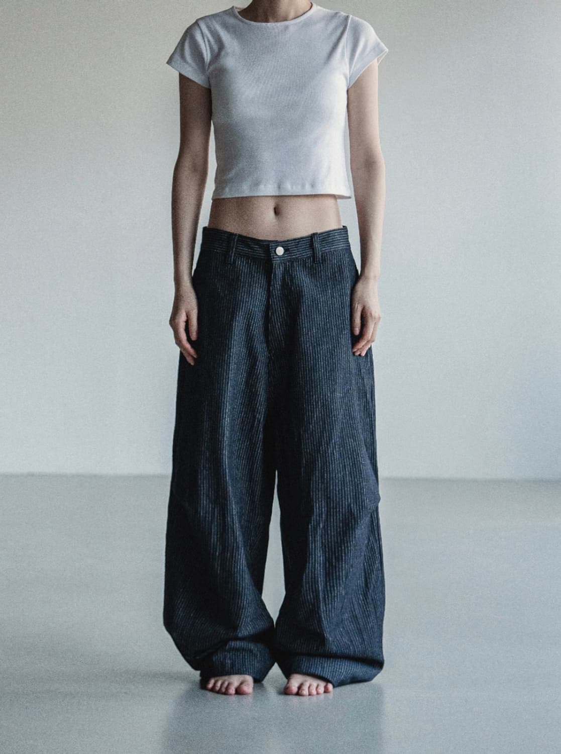 매니크 [UNISEX] 블래키 스냅버튼 스트라이프 와이드 데님 상품이미지2