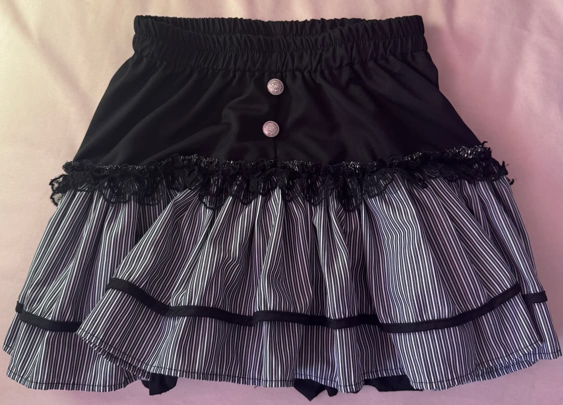 펑크 스트라이프 프릴 스커트 y2k 공겜여주 엑시즈팜 고딕 상품이미지1