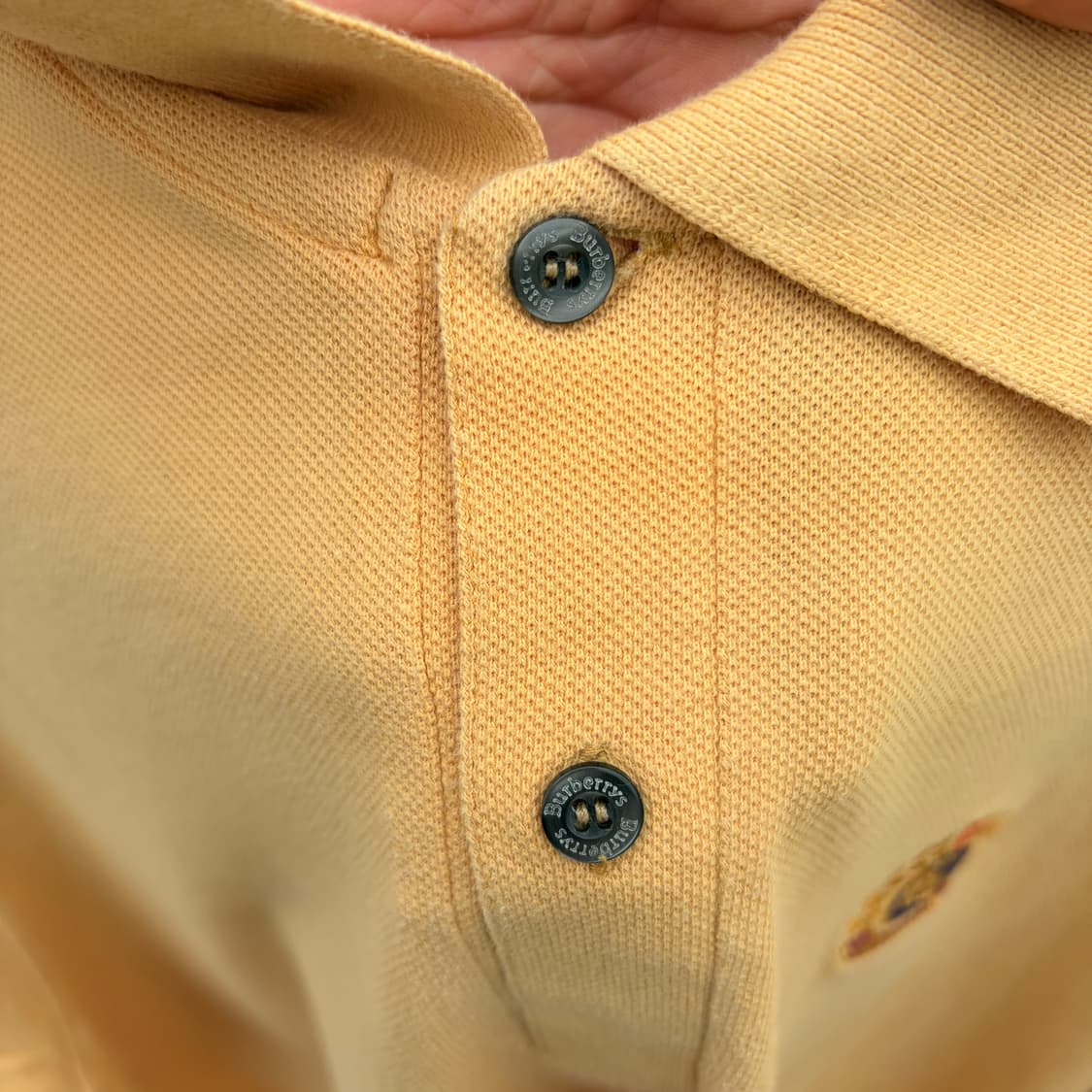 일본판)버버리 스몰 기사단 로고 개나리 PK카라 반팔 티셔츠(M) 상품이미지3