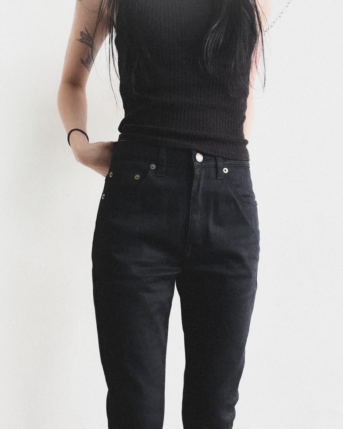 생로랑 by 에디슬리먼 하이라이즈 스키니 블랙진 상품이미지3
