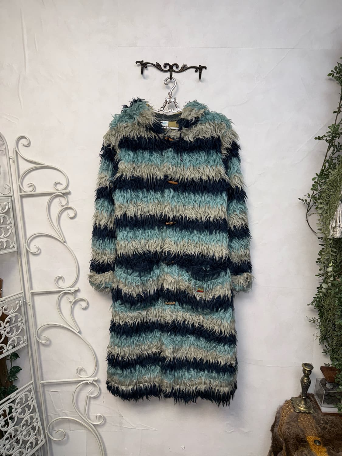 Oilily blue stripe grunge fur duffle 코트 상품이미지1