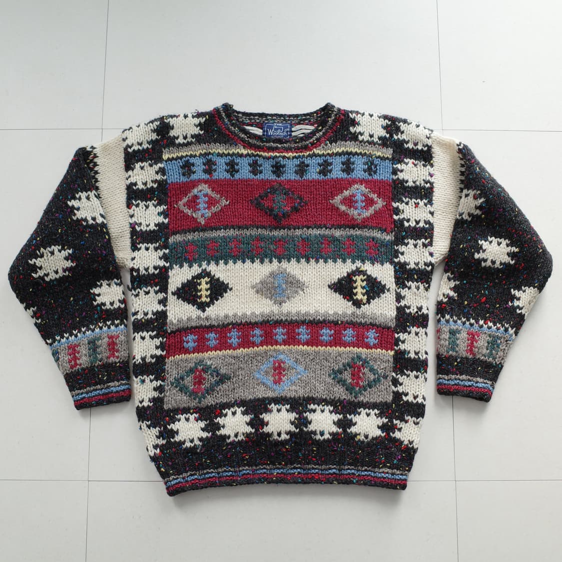 울리치 에스닉/지오메트릭 패턴 100% 울 니트 스웨터 상품이미지1