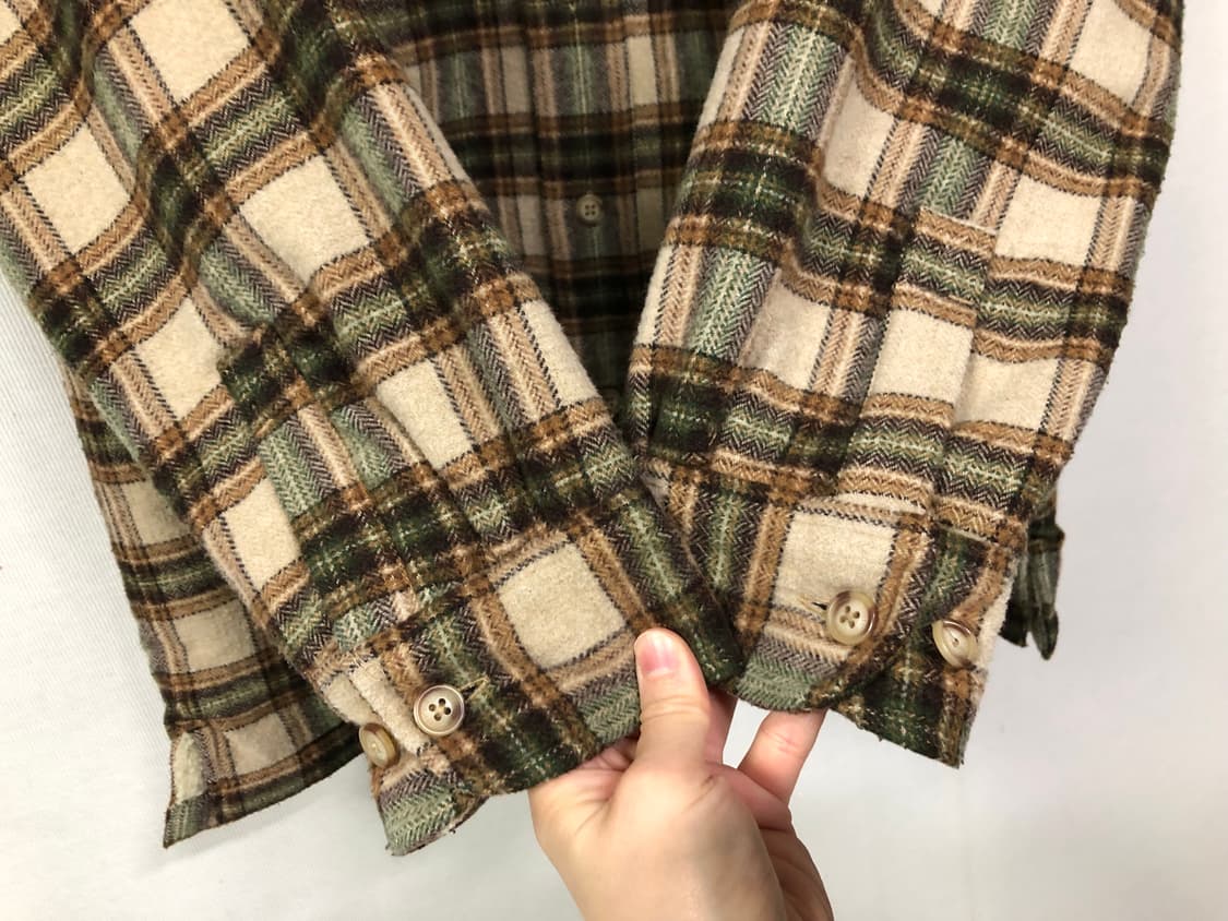 팀버랜드 헤비 울 누빔 체크 셔츠 겸 자켓 _ 베이지/그린 상품이미지4