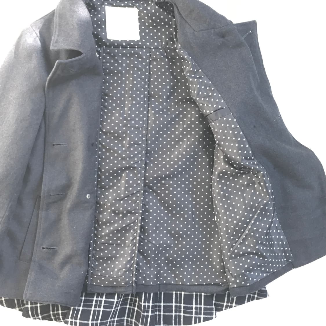 JPN/ 더블코트 차콜그레이코트 숏코트 모리걸코트 봄코트  상품이미지2