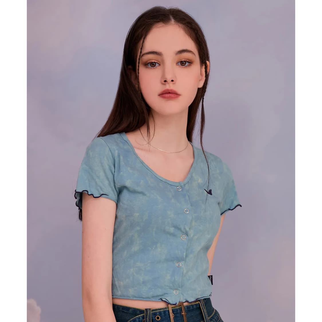 네스티팬시클럽 타이다이 크롭 반팔 가디건 상품이미지3