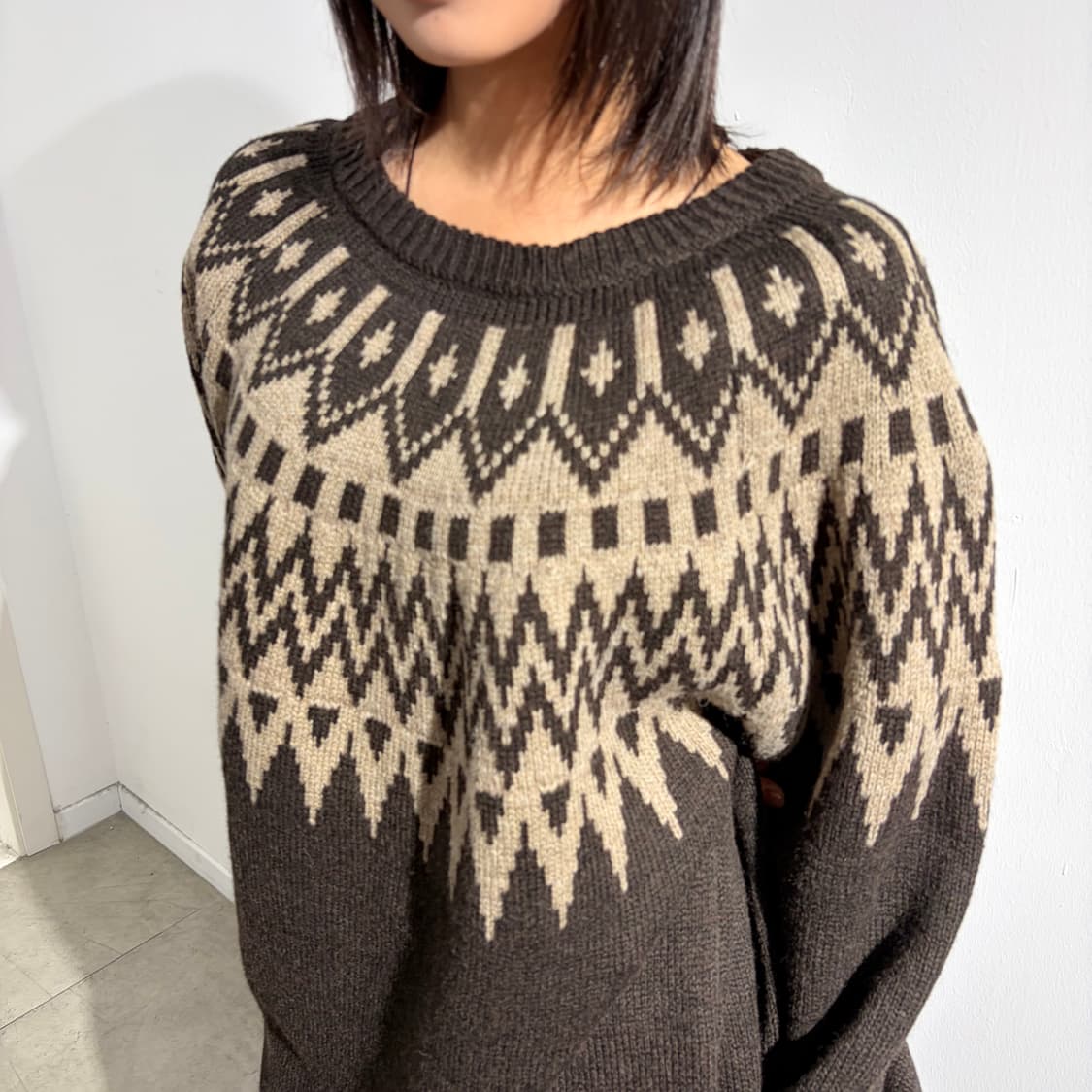 B: MING bemas 노르딕 브라운 오버핏 니트  상품이미지2