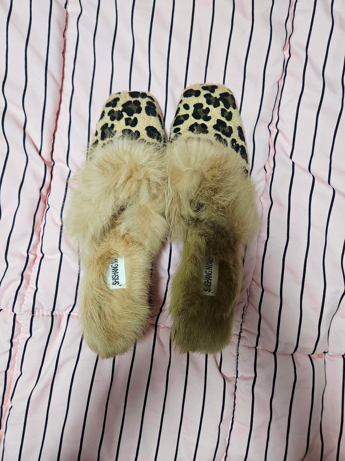 (새상품)갸루 구두7cm 굽 호피 레오파드 송치 슬립온 뮬 상품이미지3