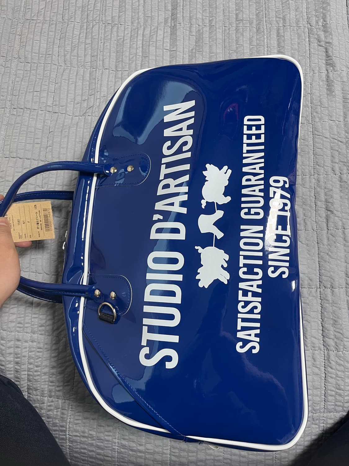 (새제품) 스튜디오 다치산 에나멜 볼링백 더플백 블루 상품이미지2