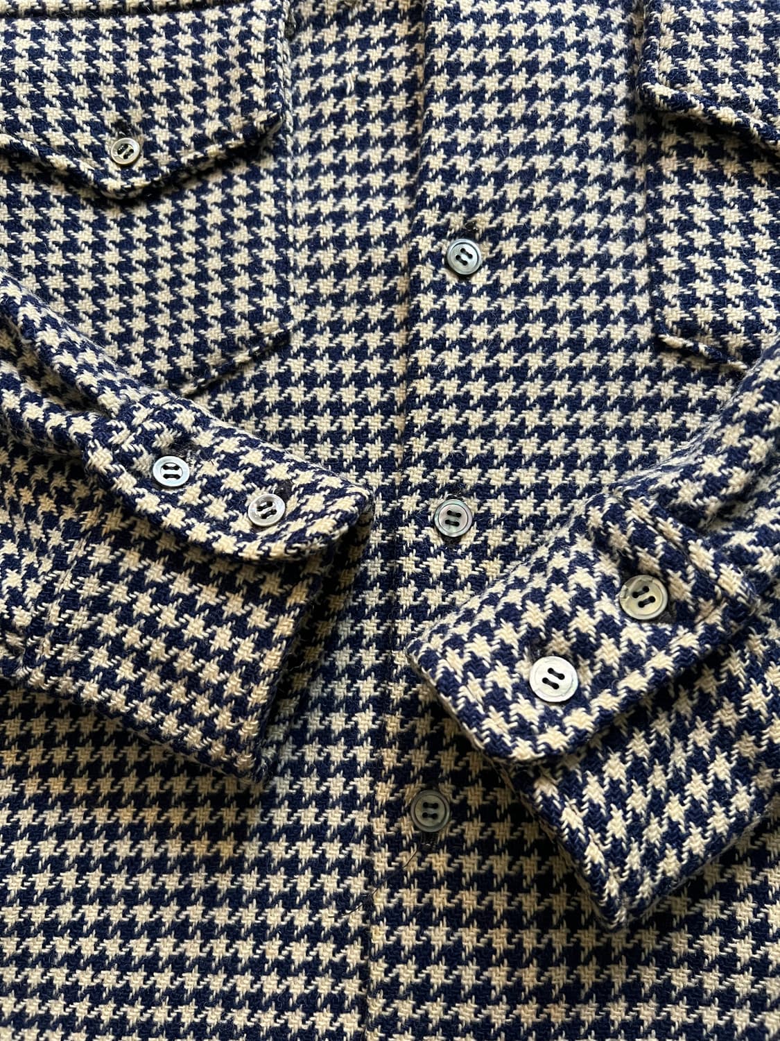 [M]7~80's 유로 빈티지 하운드투스 체크 울 셔츠 상품이미지4