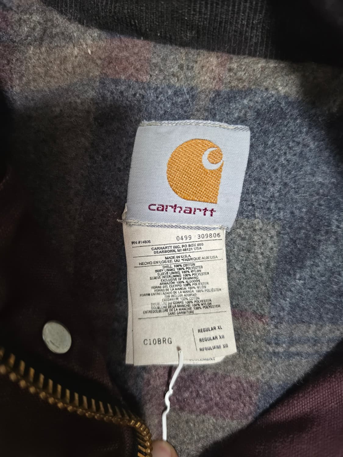 칼하트 C10BRG 버건디 초어코트 상품이미지3