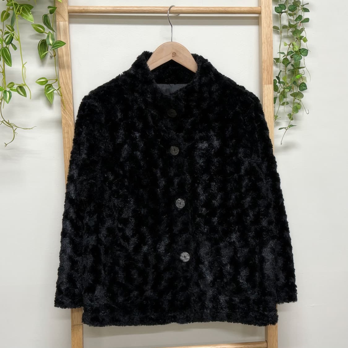 JPN/ 블랙 털 자켓 코트 숏코트 크롭코트 블랙퍼  상품이미지5