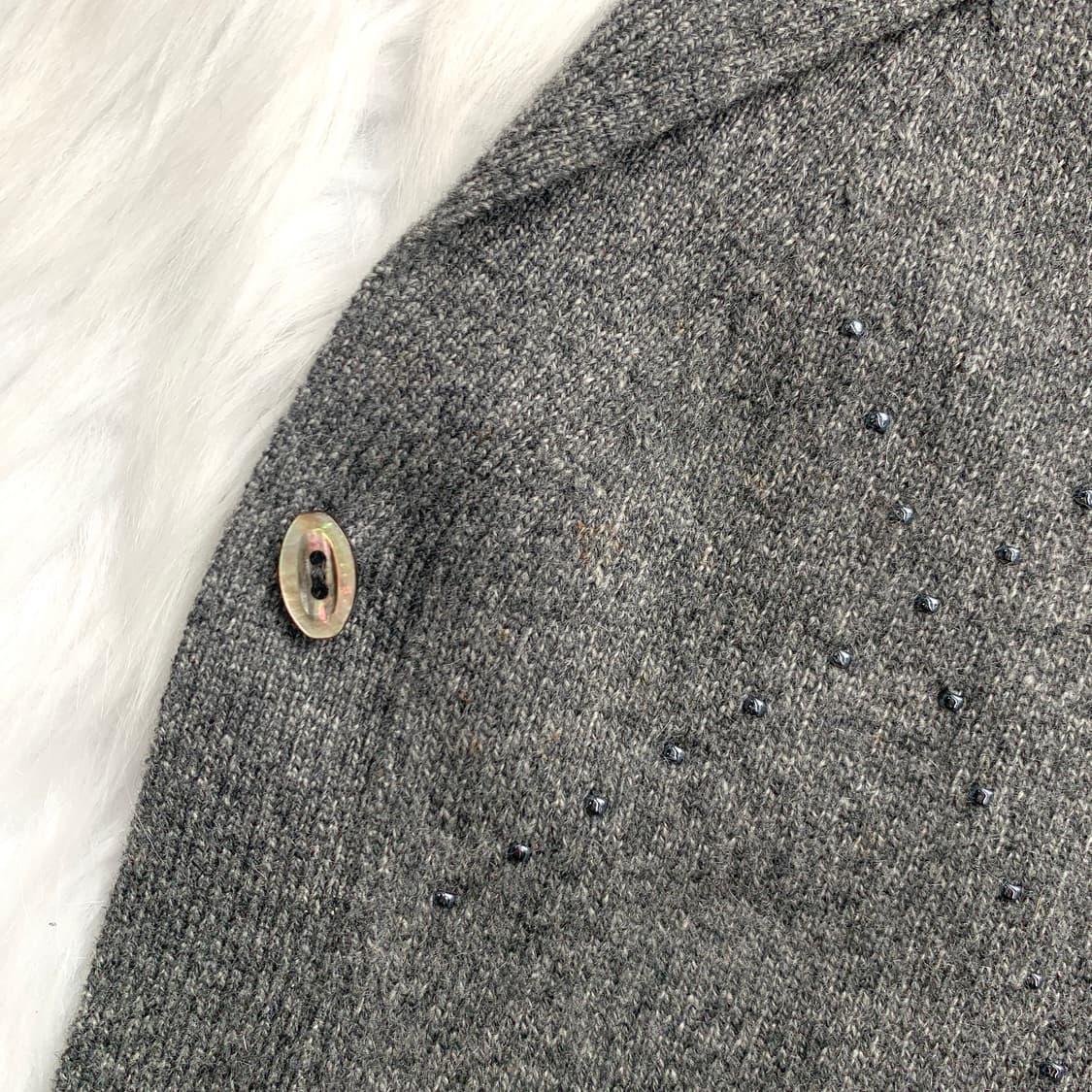 일본 빈티지 whaos 캐시미어 100 아가일 패턴 비즈 가디건 1793 상품이미지4