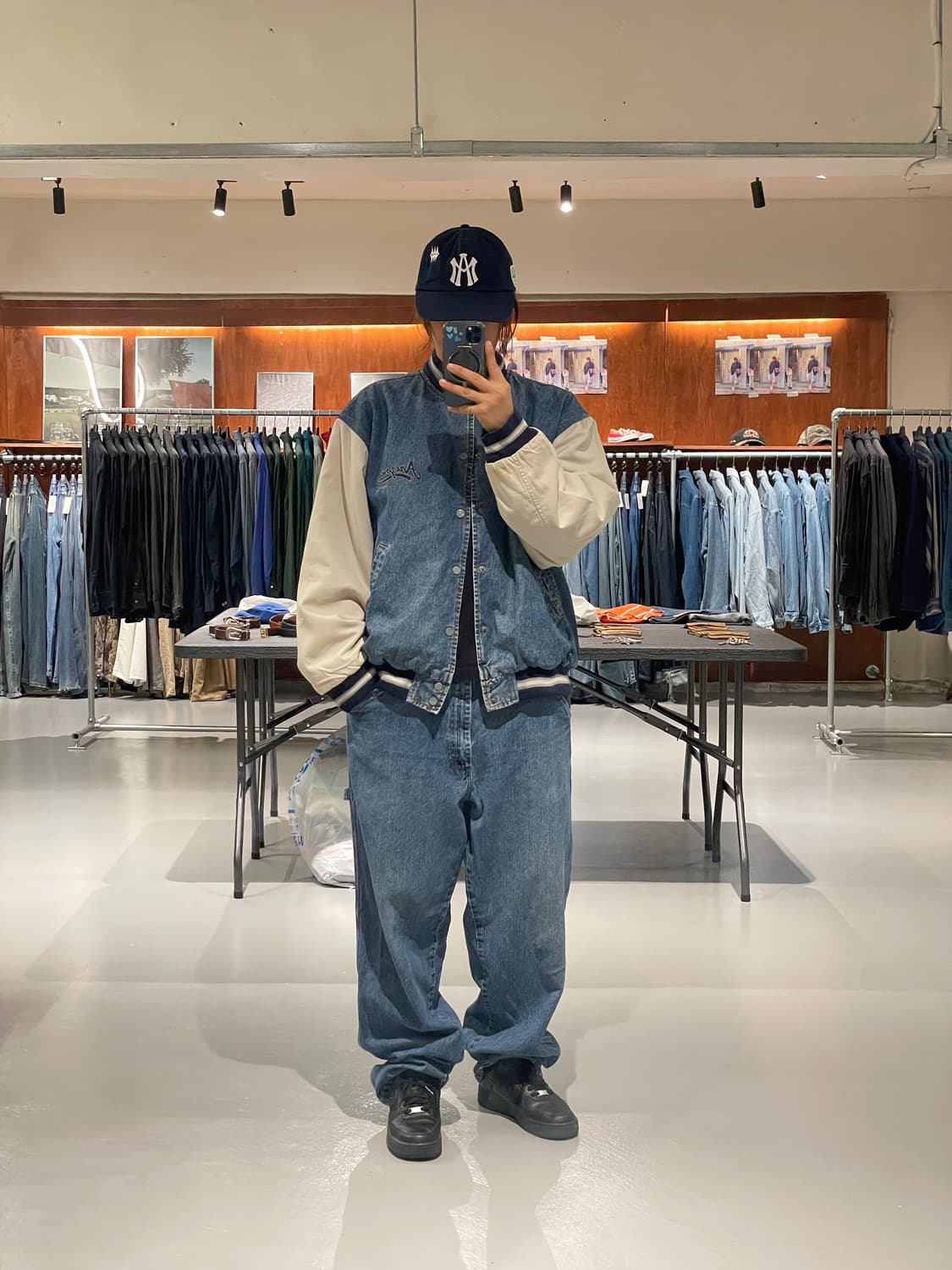 Vintage denim baseball jacket  상품이미지3
