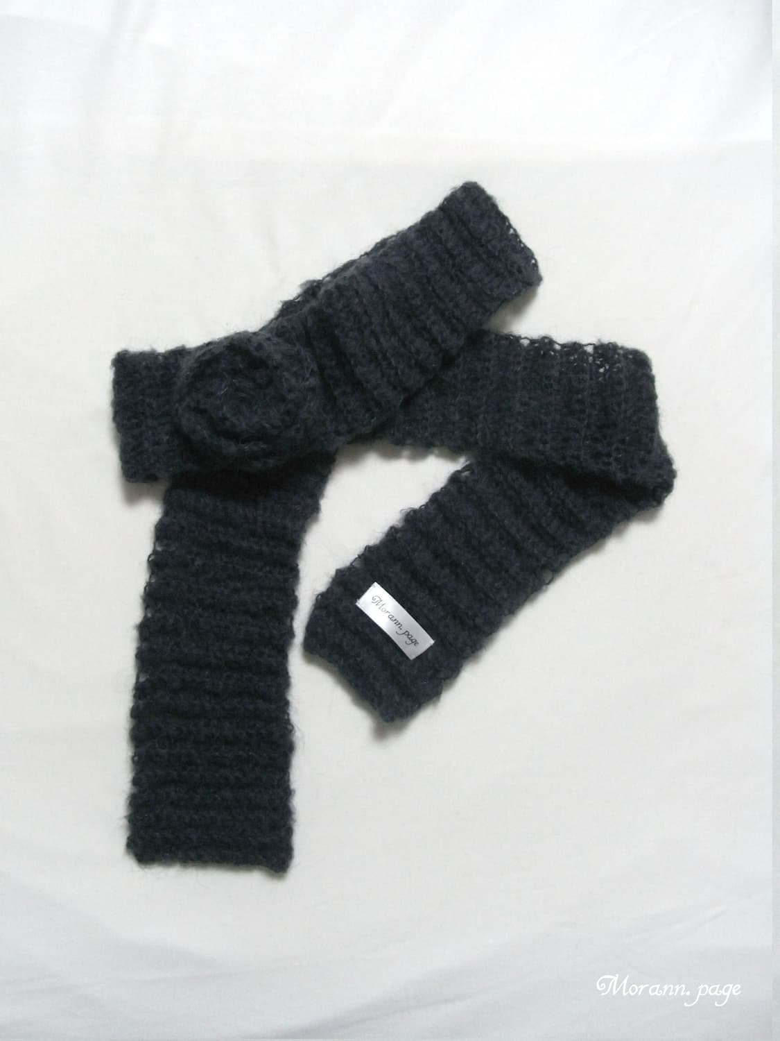crochet mohair rose scarf charcoal 상품이미지1