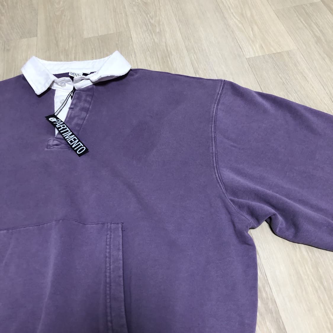(L) 새상품 파르티멘토 2year 워시 럭비 스웨트 셔츠 퍼플 상품이미지5