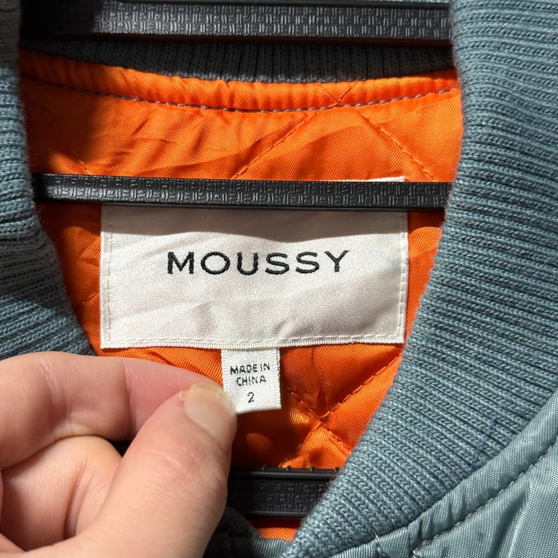 Moussy 마우지 펄 색상 히든 지퍼 ma-1 플라이트 자켓 상품이미지5
