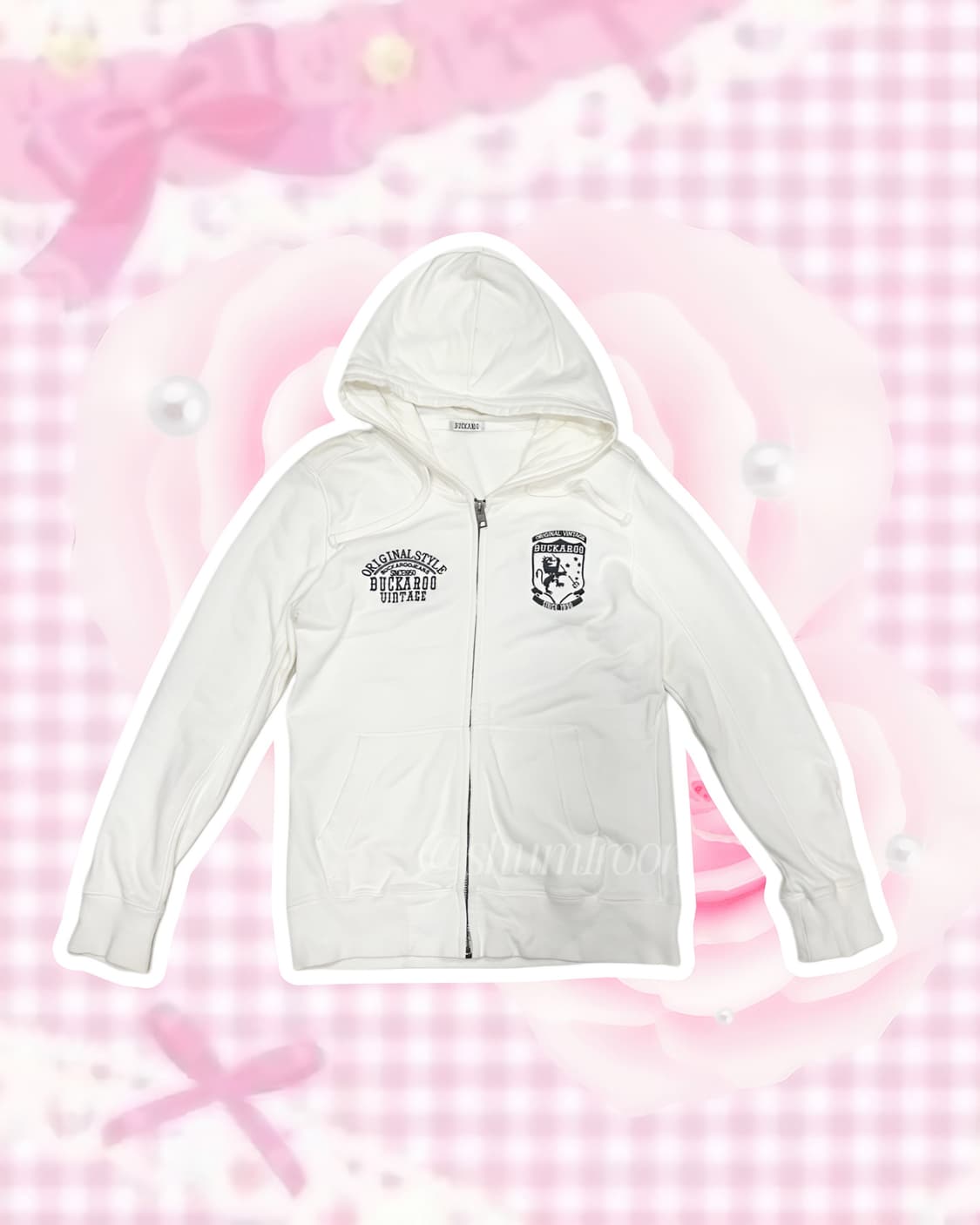 버카루 y2k 슈크림 화이트 후드집업 루즈핏 상품이미지1